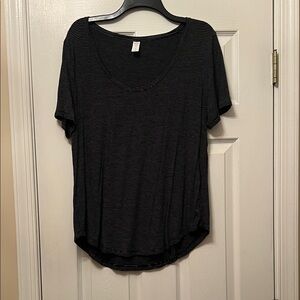 Old Navy Black and Gray Striped Short Sleeve Top